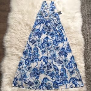 Boston Proper Blue and White Floral Maxi Dress